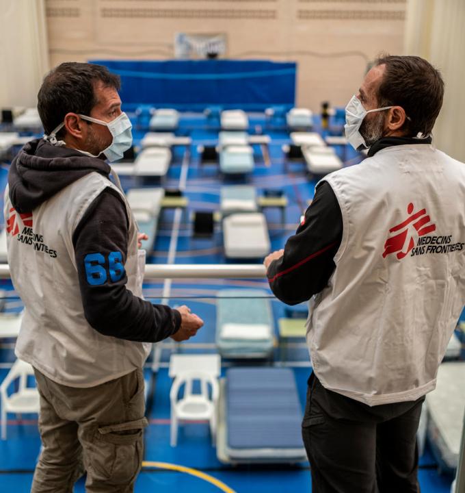 Hospital instalado por Medicos Sin Fronteras para tratar enfermos de coronavirus en Leganes.