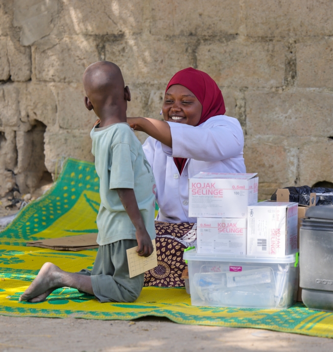 A Ministry of Health nurse vaccinating a boy for diphtheria in one of the vaccination sites in Maiduguri, Borno State, Nigeria. 2026.