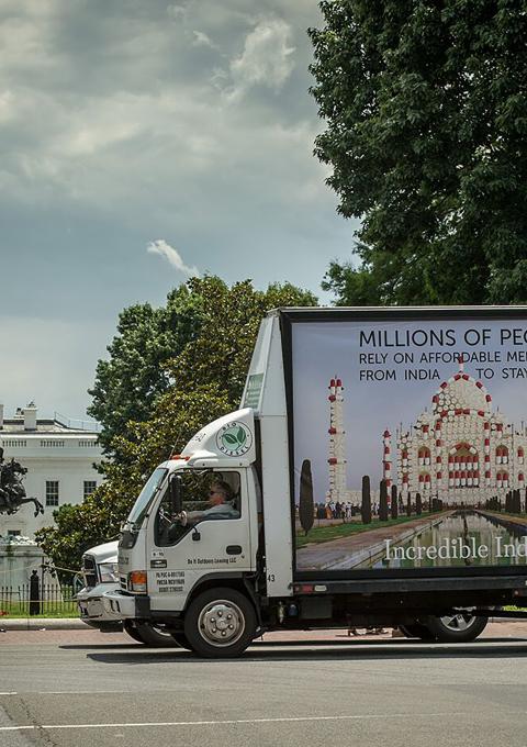 Doctors Without Borders mobile billboard is seen near the White House in Washington DC during India's Prime Minister Modi's visit June 7, 2016.