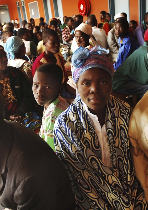 Patients wait to be examined at the Thyolo District Hospital.