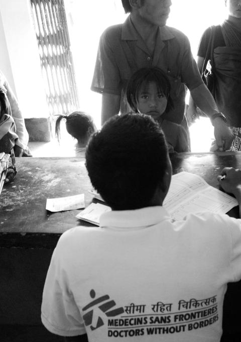 Mother and children register for their Hepatitis-B Vaccination at the MSF Chapikarong clinic. February, 2009, Manipur, India.
