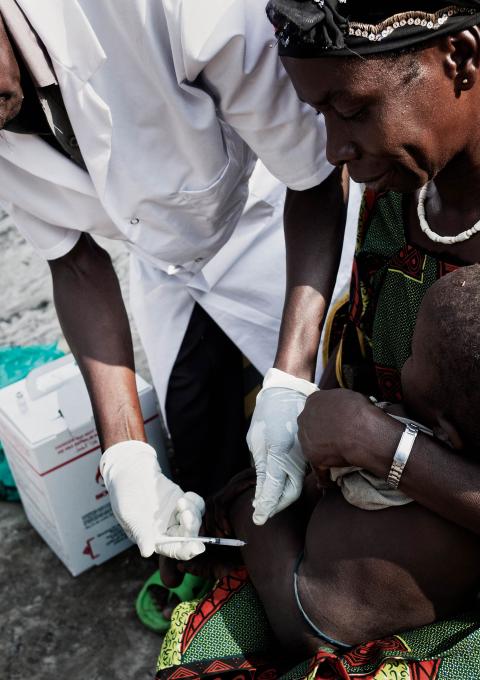 Vaccination during a mobile clinic.