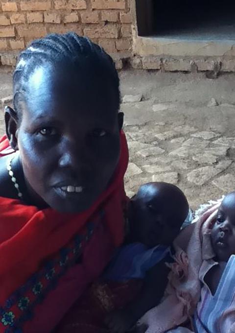 Aquil Bol Mallien, mother of twins at an MSF clinic in South Sudan.