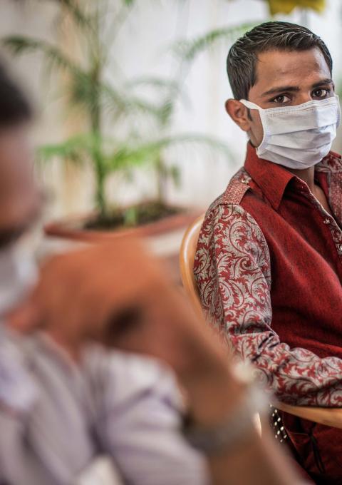 XDR-TB patient Hanif, in the waiting area outside MSF’s clinic in Mumbai. Photograph by Atul Loke