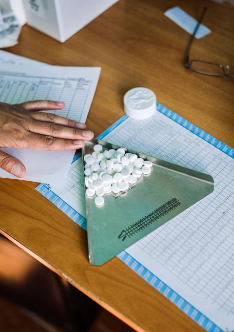 Image of bedaquiline, TB drug at the MSF project in Osh, Kyrgyzstan, 2017.