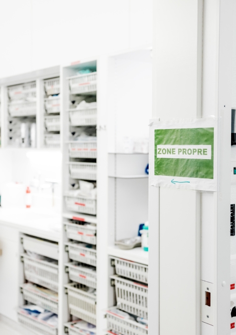 Switzerland, COVID-19 response in Intensive care unit of HUG. Clean room (no covid-19) where "clean" nurses prepare medicins. April 14, 2020.