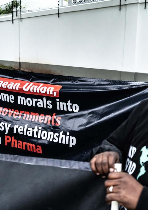 Members of various civil societies gathered outside the embassies of the United States, United Kingdom, Australia, Canada, Brazil, and other countries which opposed a temporary patent waiver on COVID-19 vaccines which was proposed to the World Trade Organization by South Africa and India.