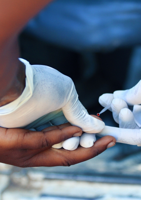 Testing for Malaria at a mobile clinic at Kampata in Nsanje where MSF is providing technical support to the Ministry of Health by providing drugs.