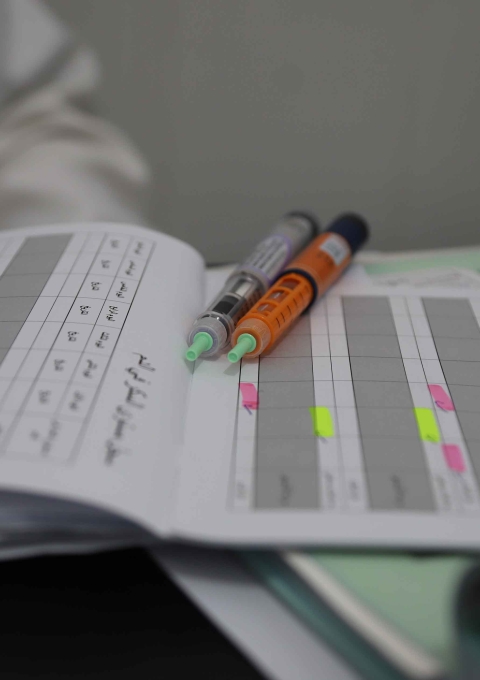 Insulin pens, provided by MSF to diabetes type I patients below 15 years old.