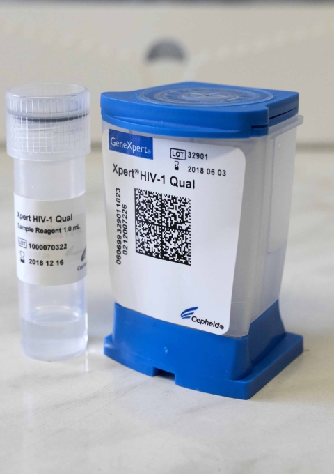 A GeneXpert viral load cartridge.