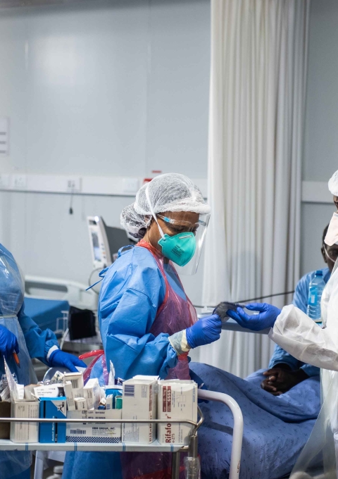 Nursing staff at the Ngwelezana Tertiary Hospital in northern KwaZulu-Natal, South Africa, in 2021.