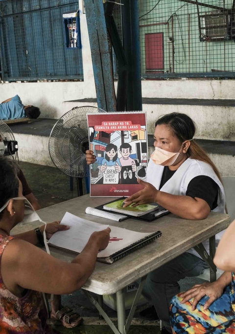 MSF's project in Tondo, Manila. The TB project is focused on active case-finding (ACF) activities, which includes a chest x-ray linked with computer-aided diagnostics, sputum collection, a medical examination by a doctor, and health education on TB