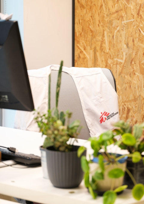 MSF office desk with computer