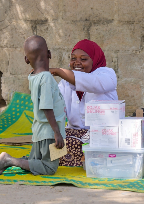 A Ministry of Health nurse vaccinating a boy for diphtheria in one of the vaccination sites in Maiduguri, Borno State, Nigeria. 2026.