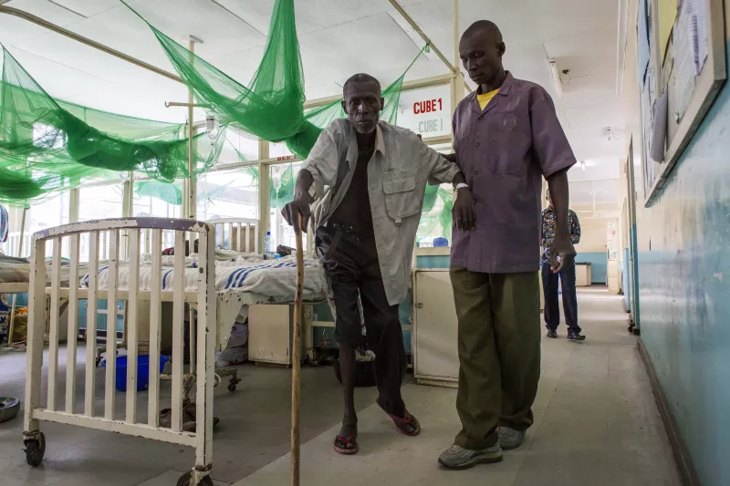 Homa Bay, Kenya: John, 56 years, was diagnosed with HIV in 2015 and has been taking antiretrovirals ever since. He was admitted in Homa Bay hospital in July 2017 with back and chest pain, and needs assistance for most tasks.