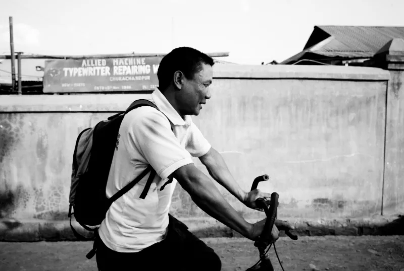 Francis, a health education staff at MSF has HIV+, his wife was also tested positive but the status is unsure for their new 8-months-old daughter. Manipur, India 2009.