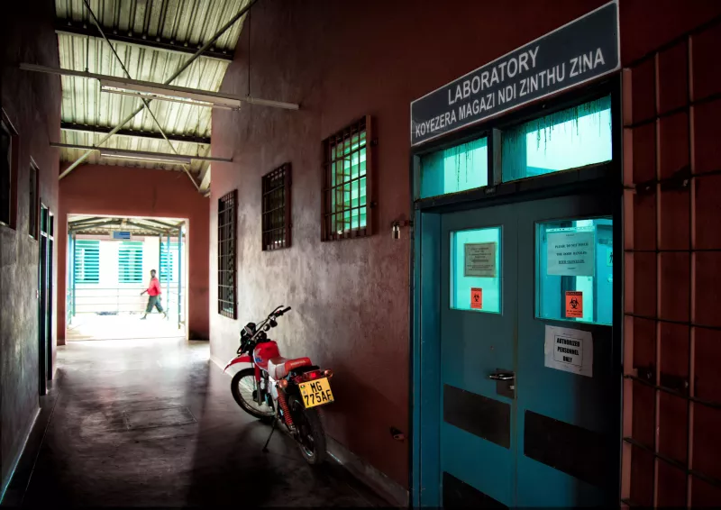 DBS samples from the Bvumbwe Health Centre go to this lab at Thyolo District Hospital for viral load testing.