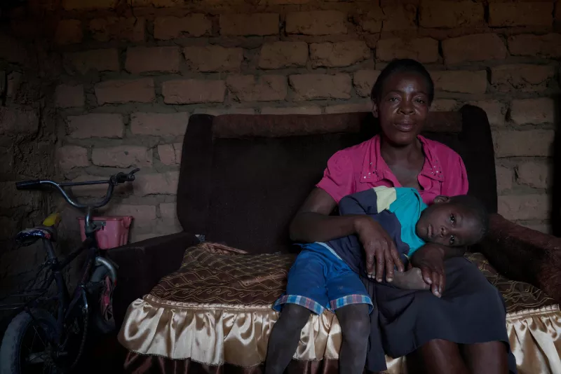 Florence and Tino, her fourth child. Tino was born on MSF’s Prevention of Mother to Child Transmission programme (PMTC). On the PMTC programme, HIV-positive pregnant women are monitored and undergo treatment and ARVs, benefitting from methods for preventing transmission of the virus to their baby, both in utero and during labor and delivery. Tino is now five and HIV negative. 