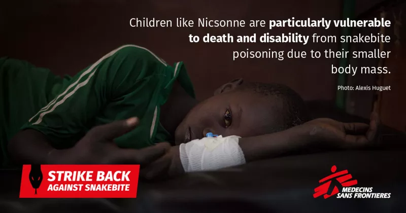 Snakebite: Children are particularly vulnerable to disability and death.
