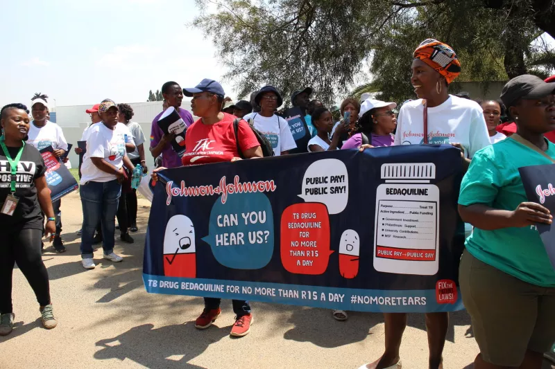Fix the Patent Laws Coalition picketing outside Johnson and Johnson offices in Midrand, South Africa