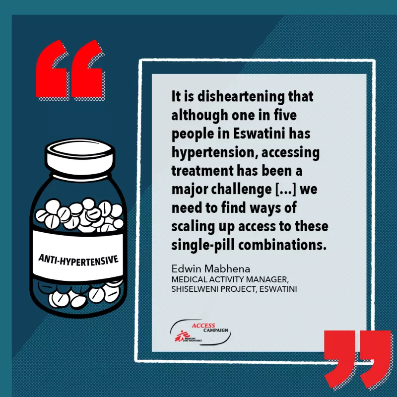 It is disheartening that although one in five people in Eswatini has hypertension, accessing treatment has been a major challenge [...] we need to find ways of scaling up access to these single-pill combinations.