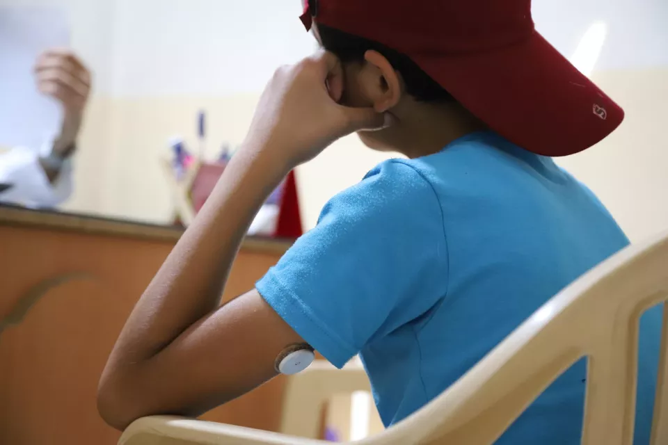 Bashar is enrolled in the continuous glucose monitoring programme that MSF offers in its clinics in the Bekaa and North Lebanon for diabetes type I patients who are under the age of 15