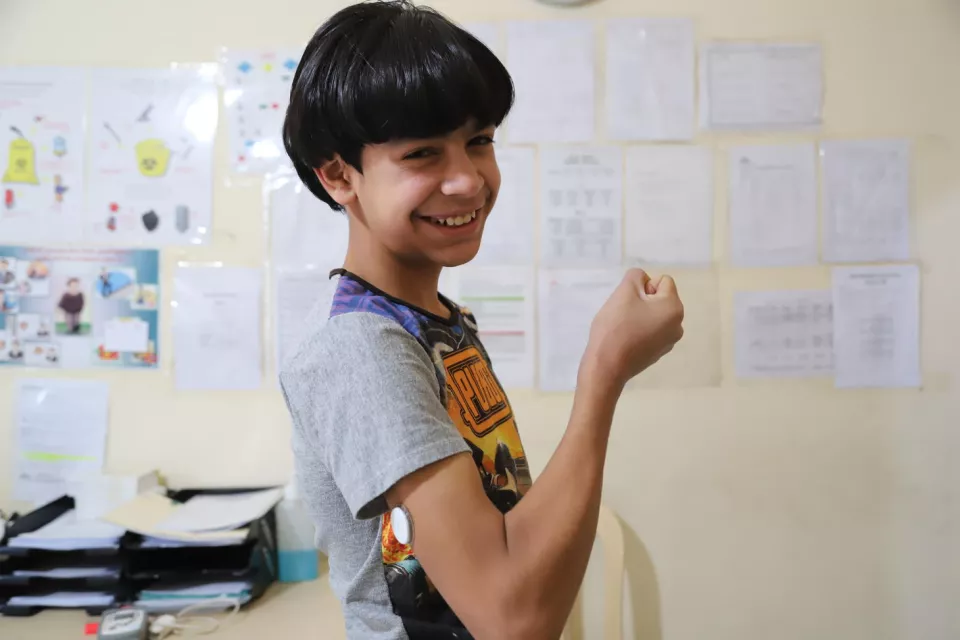 He is enrolled in the continuous glucose monitoring programme that MSF offers in its clinics in the Bekaa and North Lebanon for diabetes type I patients who are under the age of 15