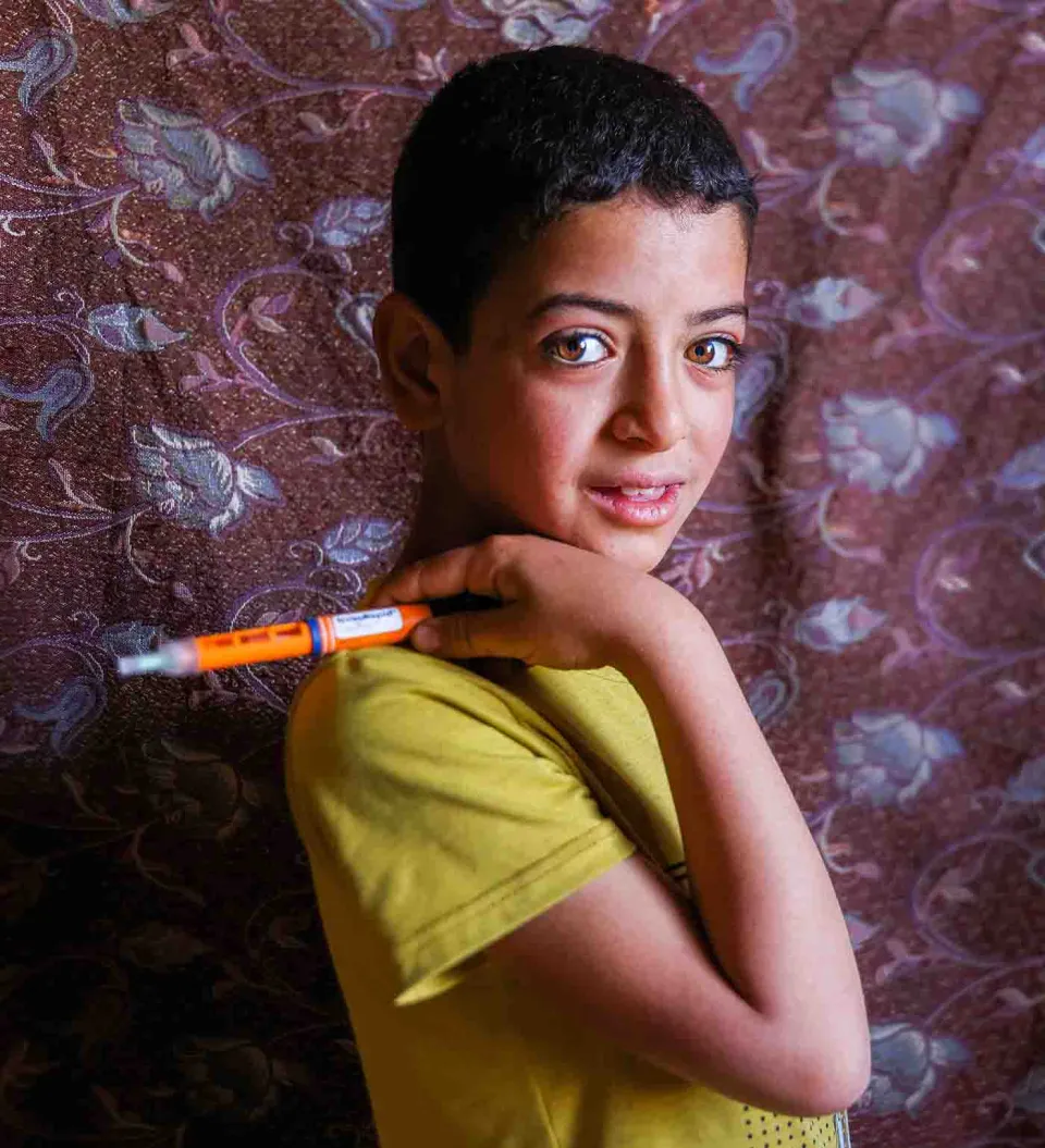 Moussa, type I diabetes patient, in MSF project in Arsal, Lebanon.