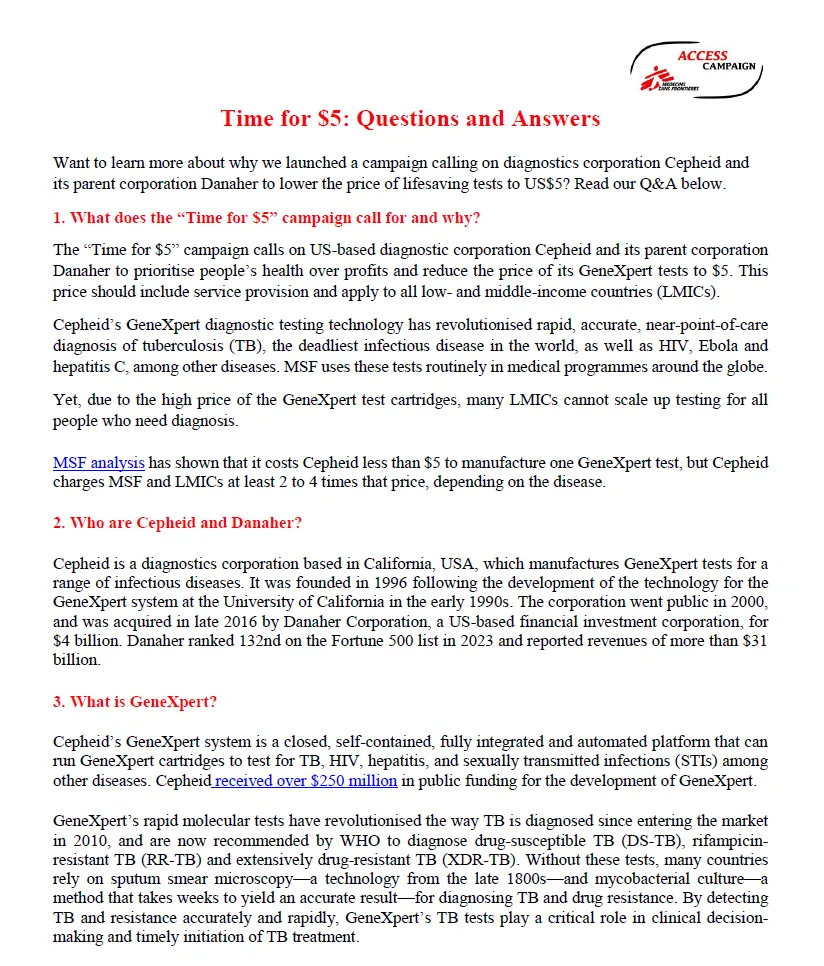 “Time for $5” Campaign: Questions and Answers