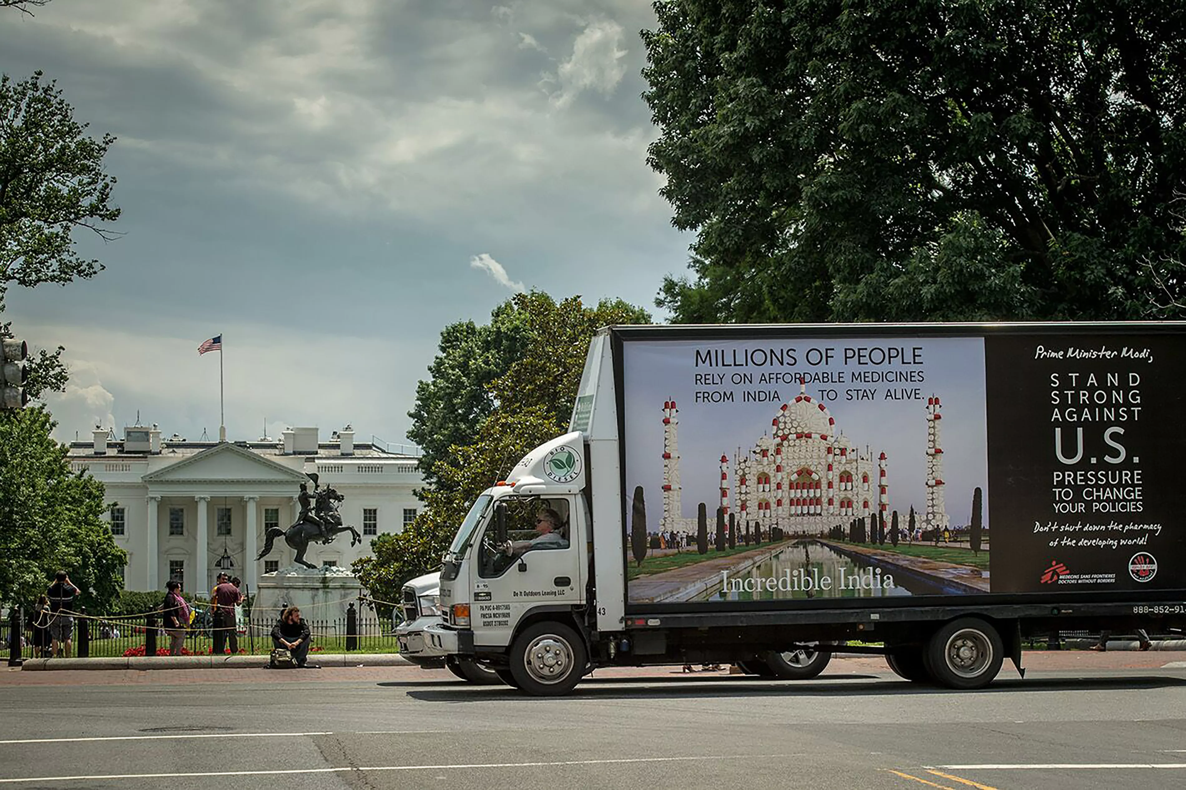 Doctors Without Borders mobile billboard is seen near the White House in Washington DC during India's Prime Minister Modi's visit June 7, 2016.