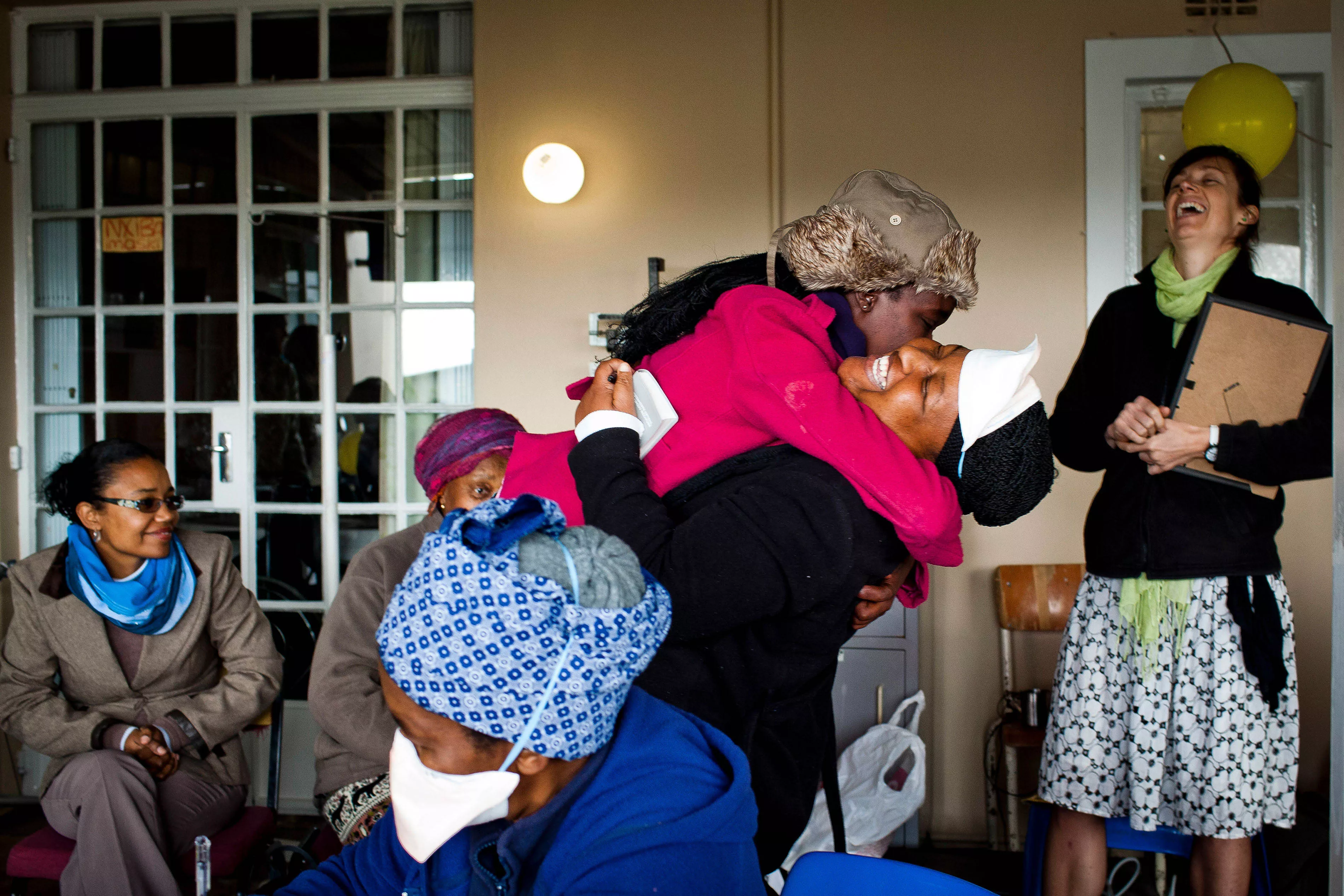 Phumeza Tisile, 23 years, celebrates her cure from XDR-TB with friends and patients at Lizo Nobanda TB Care Centre, Khayelitsha, South Africa on August 16, 2013.
