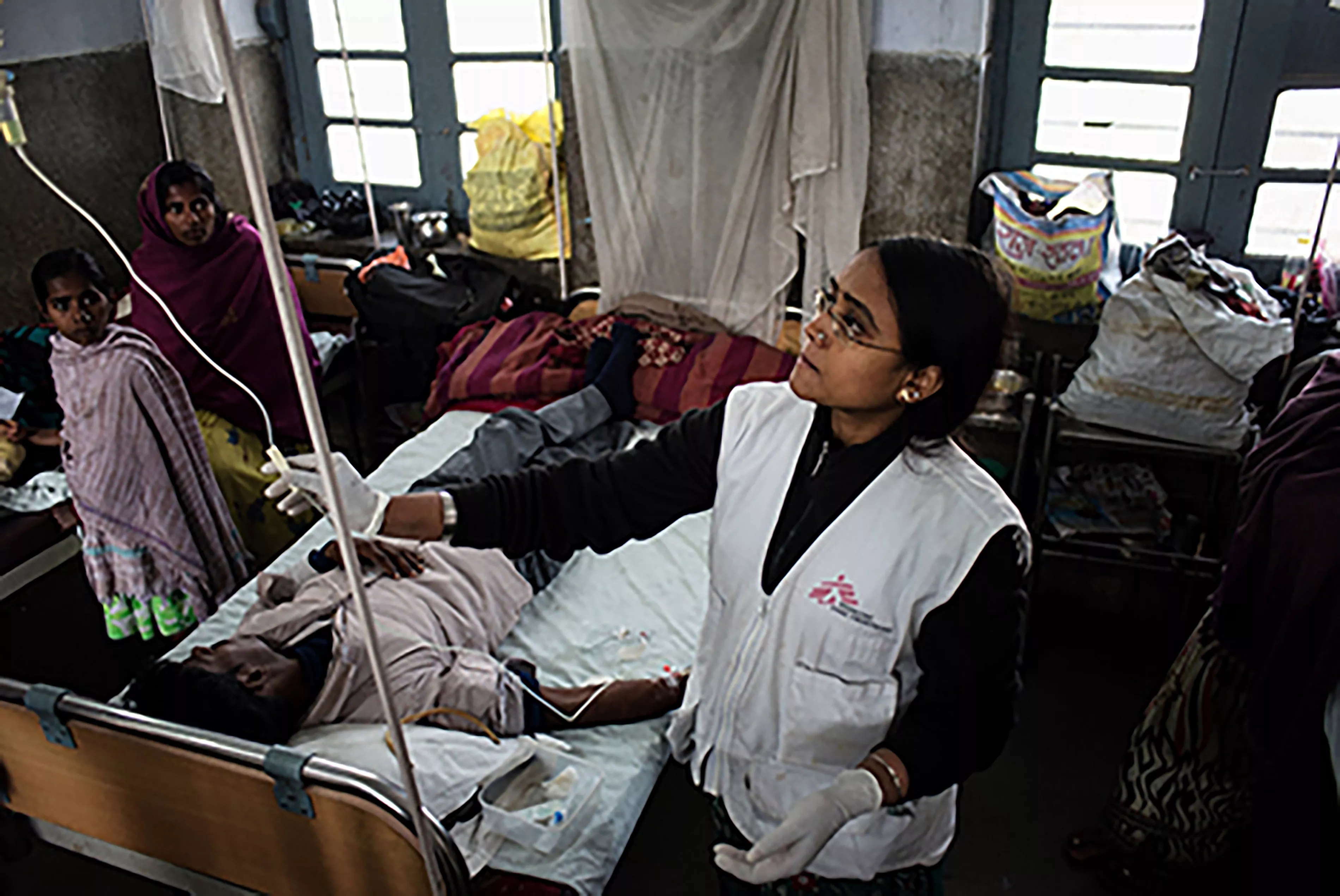 Bihar, India, February - 2014 MSF staff nurse seen administering single-dose treatment for Kala Azar patients in Sadar Hospital Hajipur. Photograph by Sami Siva