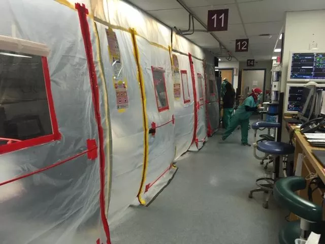 A view of the COVID-19 isolation ward inside Gallup Indian Medical Center (GIMC), a hospital in Gallup, New Mexico, in Navajo Nation. MSF advised the GIMC on patient flow for COVID and non-COVID patient and infection prevention control measures.