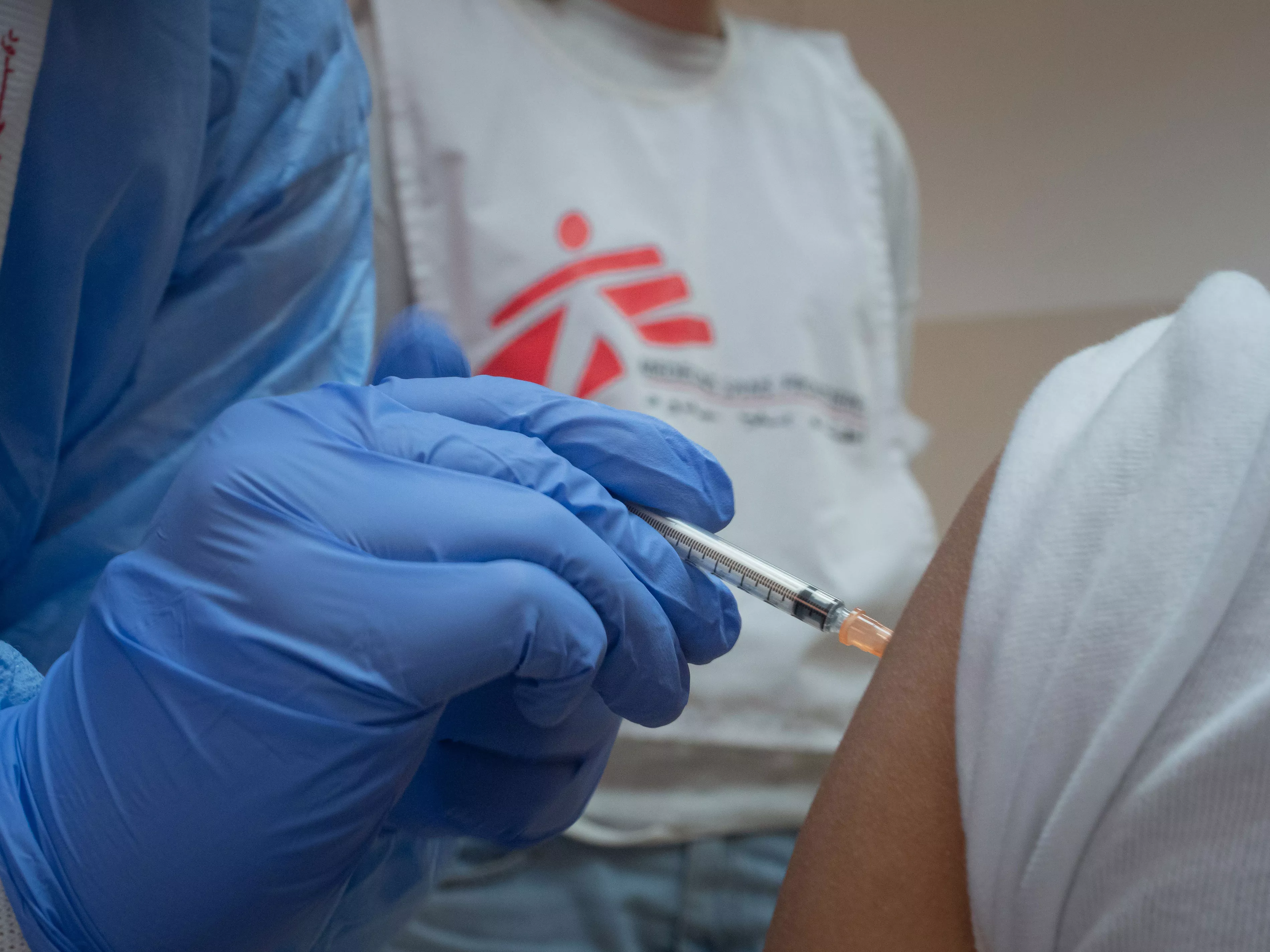 MSF nurse gives COVID-19 vaccination at an Elderly Nursing Home In Chlifa Baalbak, Lebanon