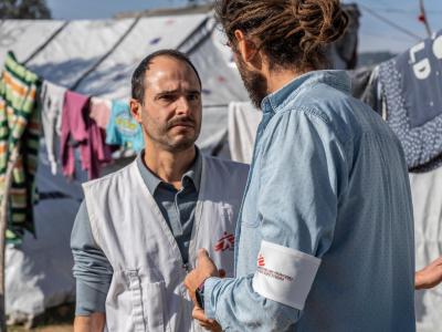 The MSF International President Christos Christou visitng Moria camp in Lesbos to see the situation of asylum seekers and refugees trapped on the greek islands.