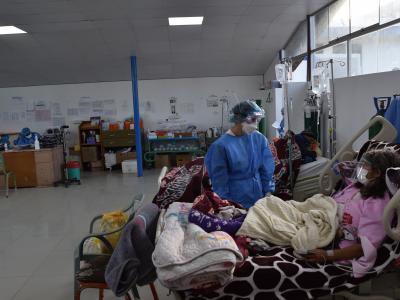 MSF teams providing care to COVID patients in Antonio Lorena hospital, Cusco, Peru.