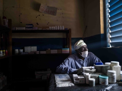 Massounga Delacroix, 48, is in charge of the pharmacy at the health centre in Nzacko, a town that has witnessed waves of violence in the conflict in Central African Republic. 