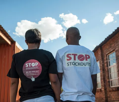 Stop Stock Outs (SSP) activists at the Stop Stock Outs (SSP) activist meeting in Soshanguve, a township outside of Pretoria on April 16, 2015.