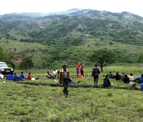 MSF Staff addressing the community during the Dip Tank community testing campaign at Nhletsheni, in Shiselweleni region, south of Swaziland.