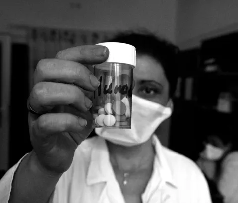 The existing treatment lasts at least two years including several months in hospital. The treatment at the special drug resistant TB unit on the outskirts of Yerevan means having to take up to 20 pills a day, often together with painful injections every morning.