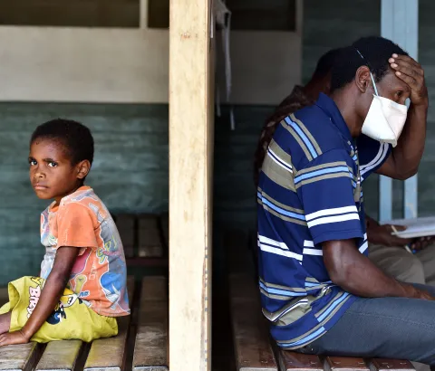 The waiting area at Kerema General Hospital. MSF has introduced infection control measures to prevent suspected TB patients from infecting other patients.