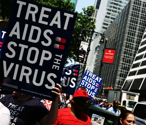 Doctors Without Borders/Médecins Sans Frontières (MSF), ACT UP NY, ACT UP Philadelphia, and a coalition of local and national HIV service and advocacy organizations marched on June 8, 2011, the first day of the UN Summit on AIDS.