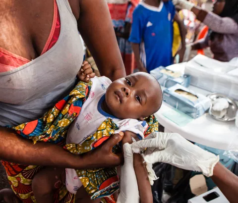 MSF held the first of three rounds of a mass vaccination campaign in Adjumani district of northern Uganda to protect children from deadly respiratory infections, July 2014.