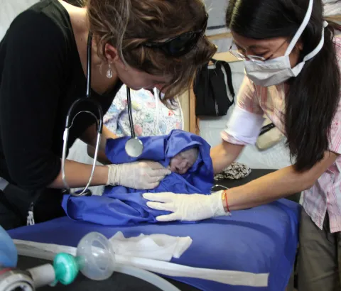 Dr Joanne Liu at work in OCG Sainte-Croix project in Leogane. MSF provides post-operative and primary health care.