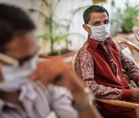 XDR-TB patient Hanif, in the waiting area outside MSF’s clinic in Mumbai. Photograph by Atul Loke