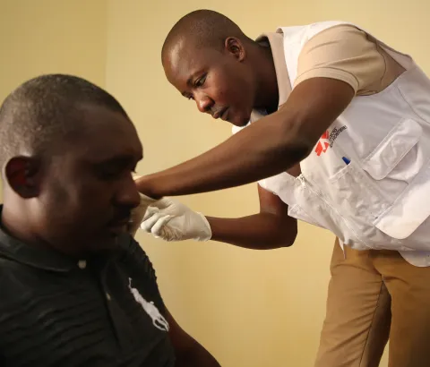 MSF staff giving vaccinations in Douentza, Mali. Photograph by Seydou Camara