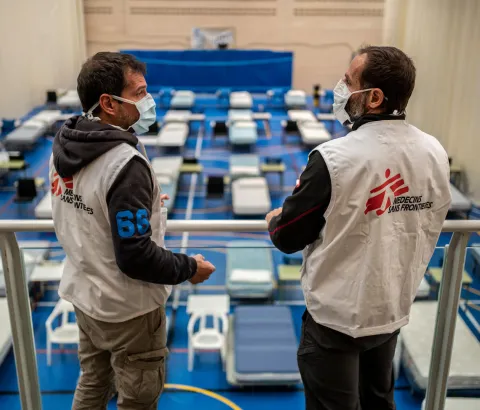 Hospital instalado por Medicos Sin Fronteras para tratar enfermos de coronavirus en Leganes.