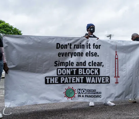 South African activists protest in support of the WTO TRIPS Waiver