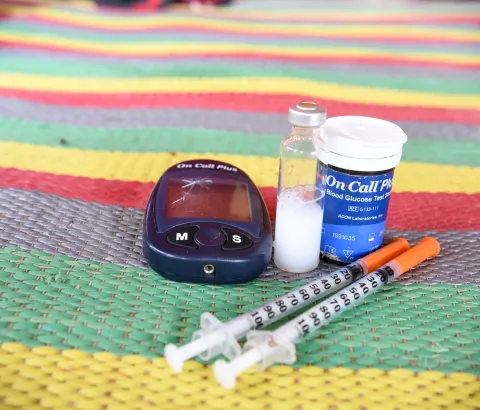 Glucometer, syringes and test strips for patients with diabetes