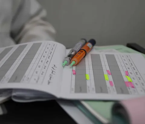 Insulin pens, provided by MSF to diabetes type I patients below 15 years old.